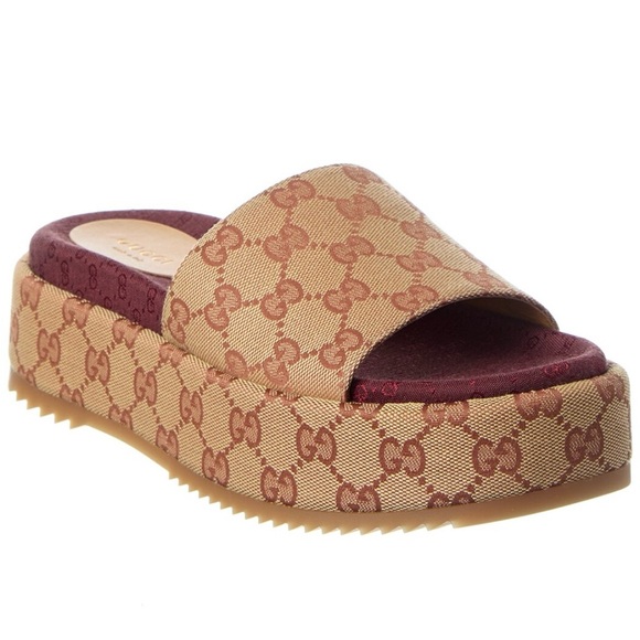 GG Shoes - GG  Women's Tan and Burgundy Slide Sandals